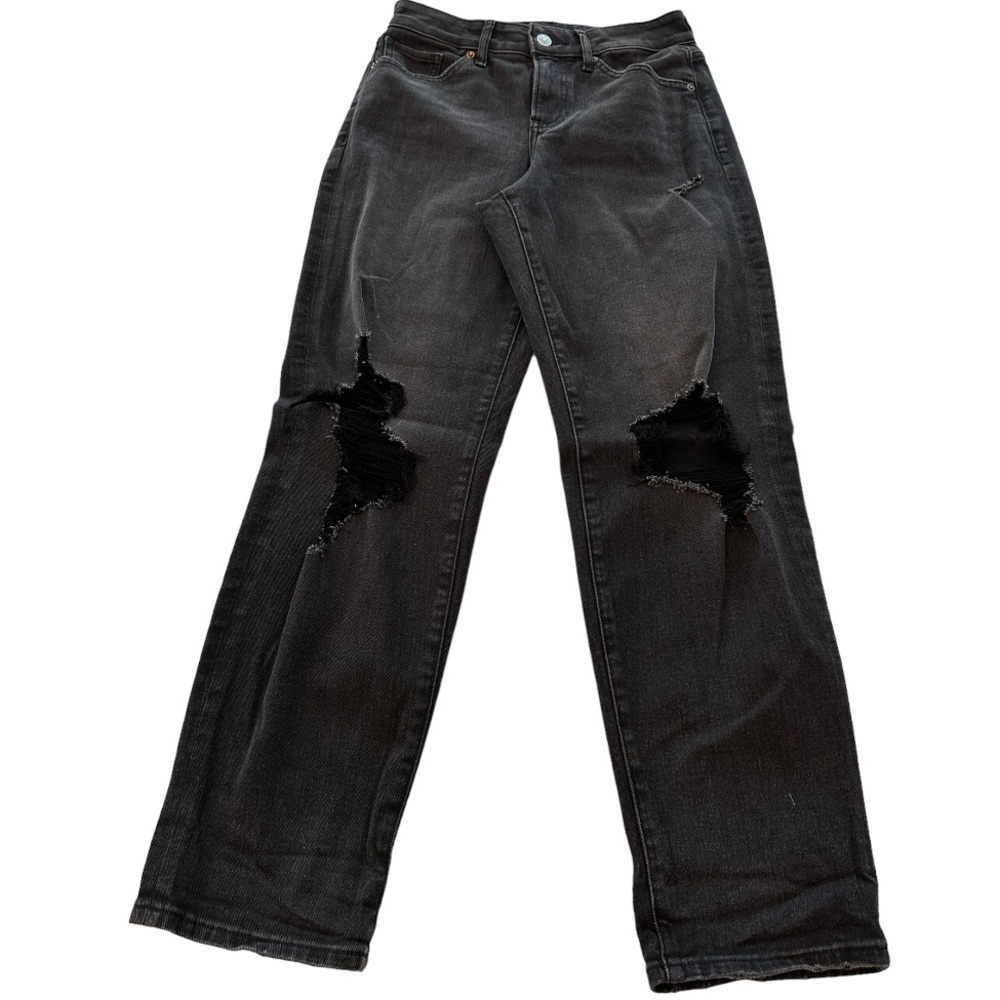 Express NWOT Mid Rise Boyfriend Black Denim Ripped Jeans